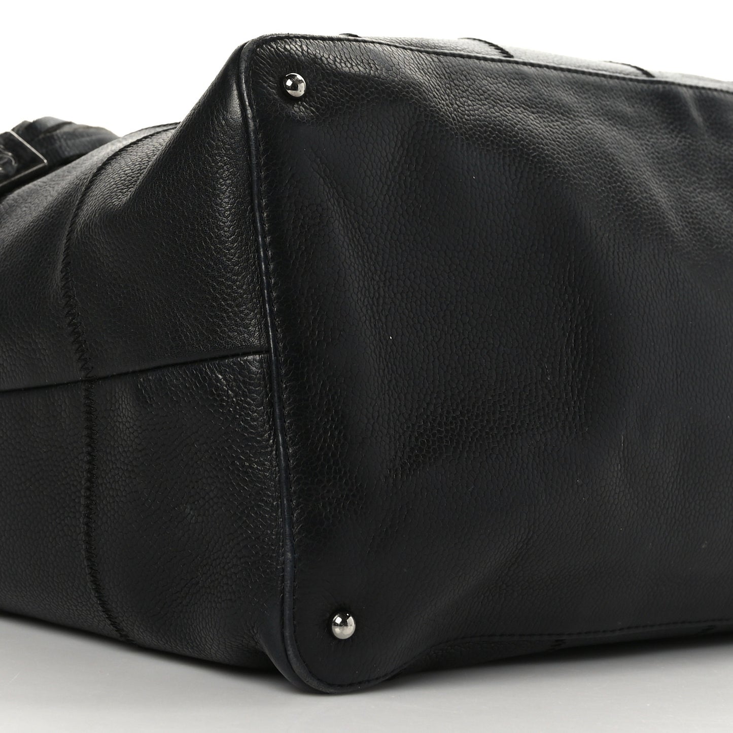 Calfskin Square Stitched Tassel Bag Black