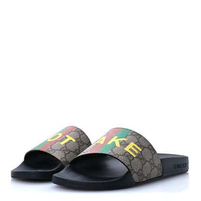 Gucci GG Supreme Monogram Fake/Not Slide Sandals 37 Beige Ebony 4 of 8