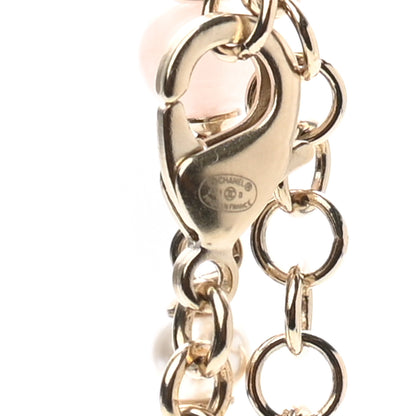Chanel Pearl Crystal CC Heart Bracelet Pearly White Pink Gold 4 of 4