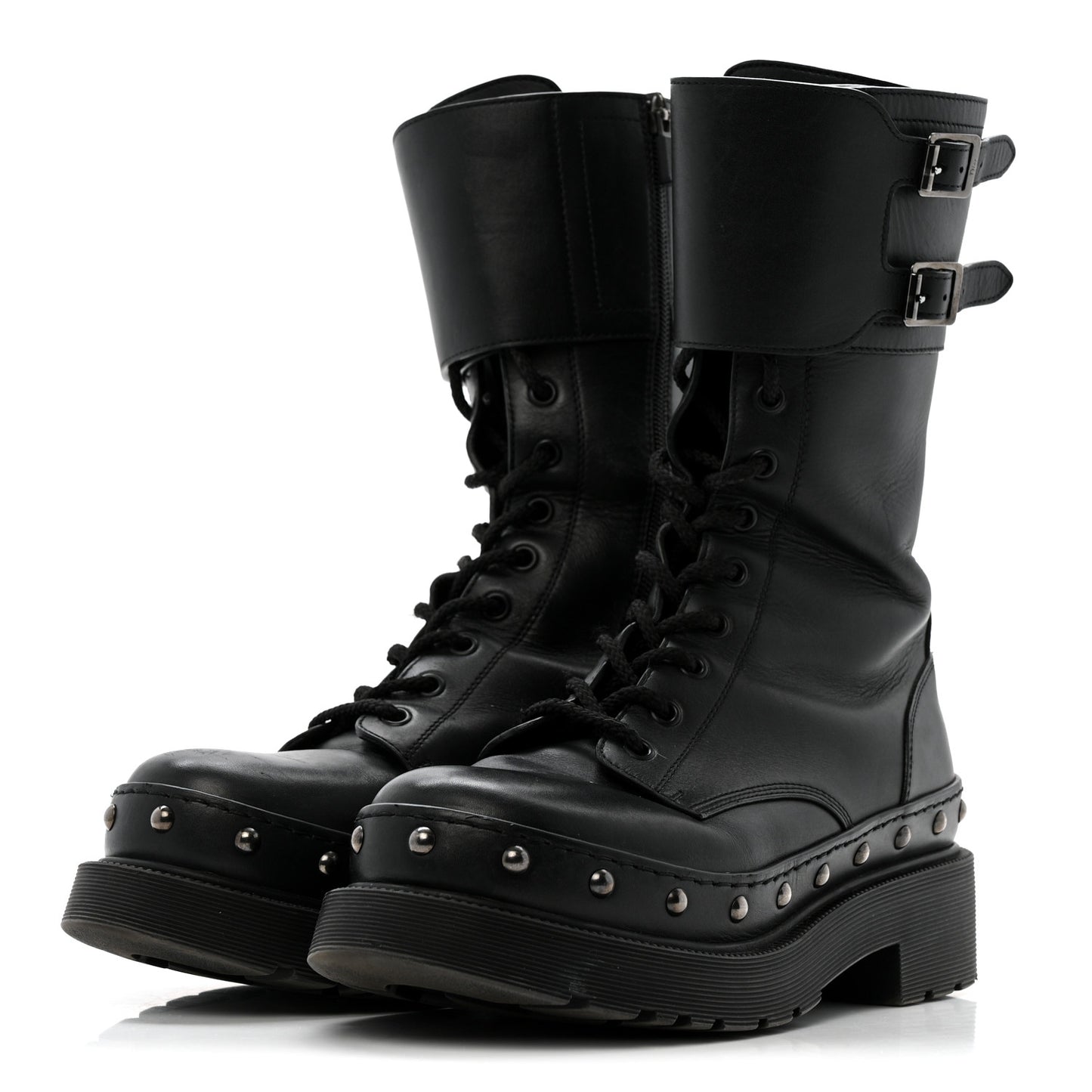 Calfskin Diorquake 25mm Combat Boots 39 Black