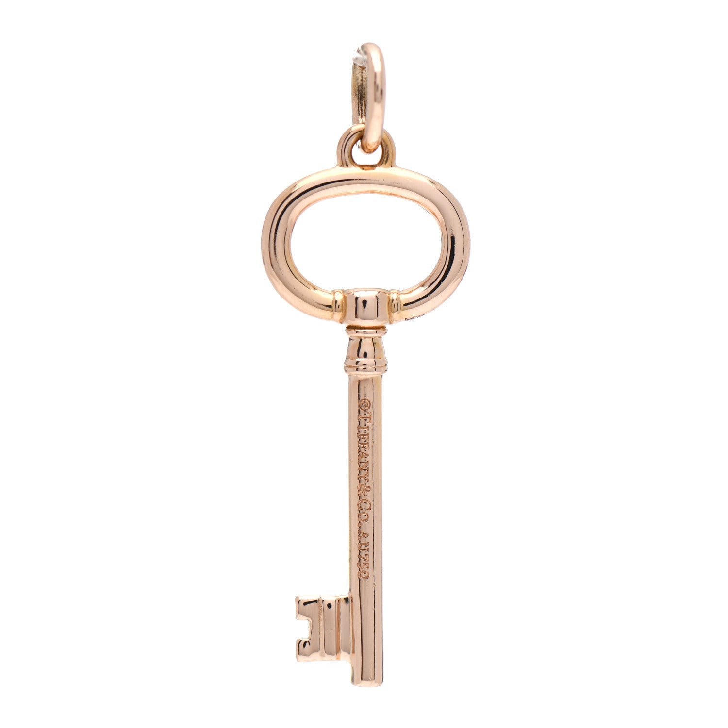Tiffany 18K Rose Gold Small Oval Key Pendant 3 of 4