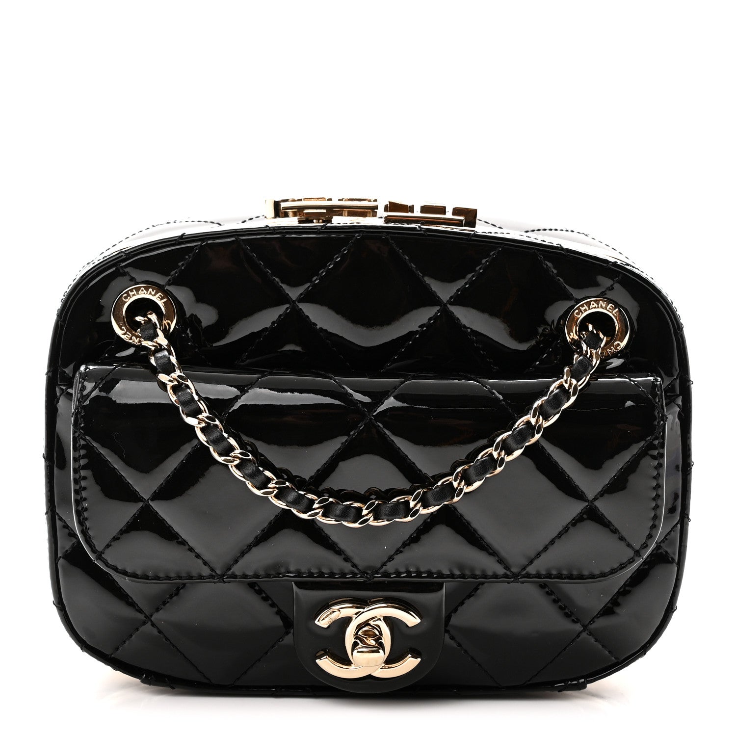 Chanel Patent Calfskin Quilted Mini Camera Case Black 1 of 10