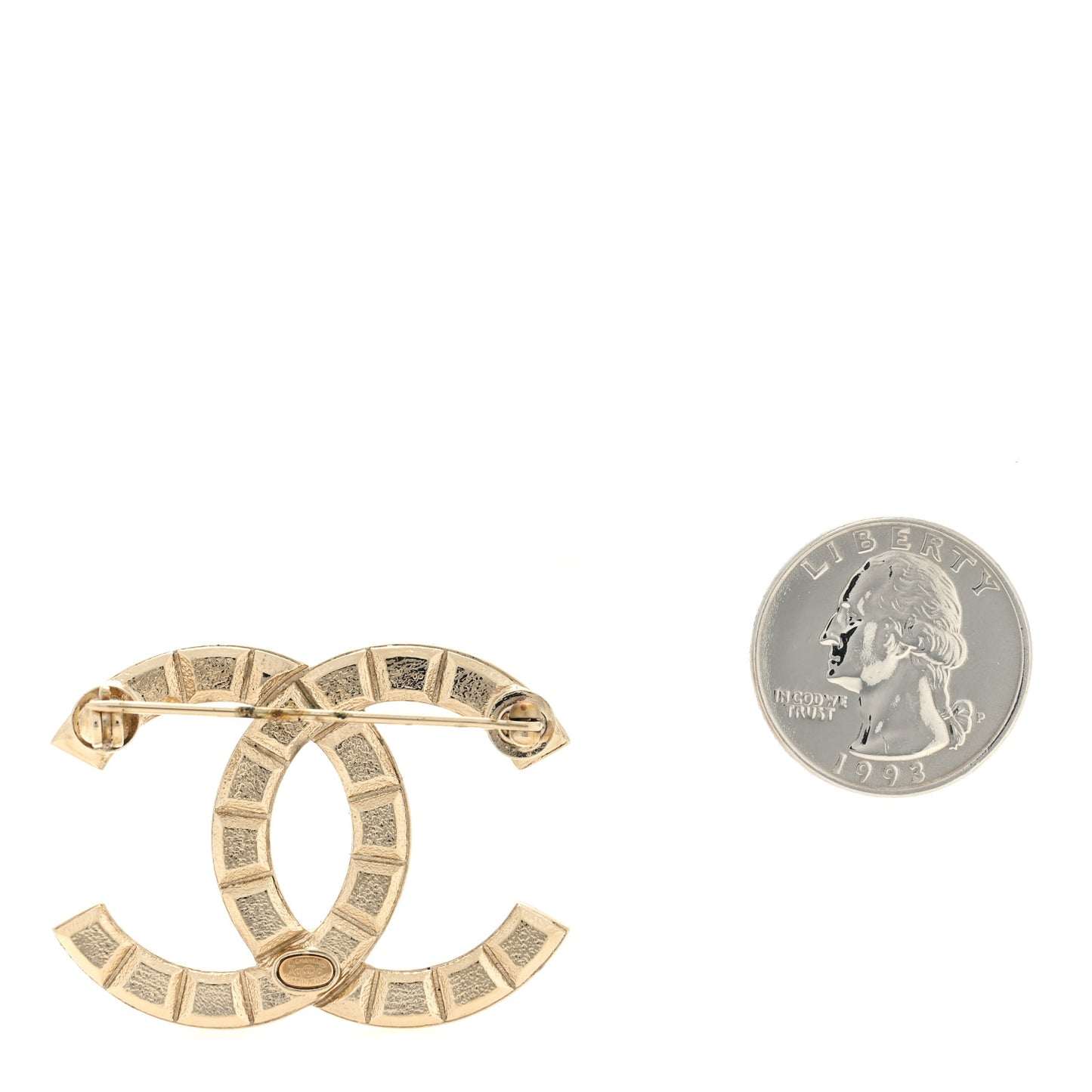 Studded CC Pin Brooch Gold