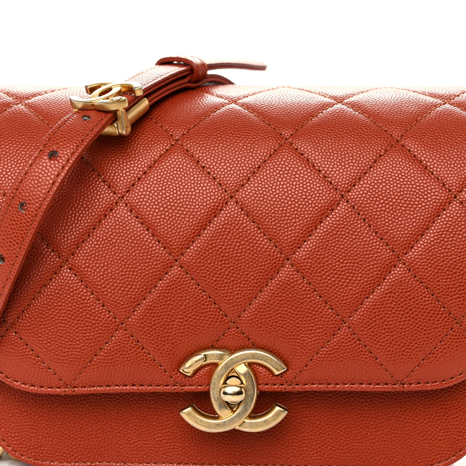 Chanel Caviar Mini Messenger Bag Brown 8 of 10