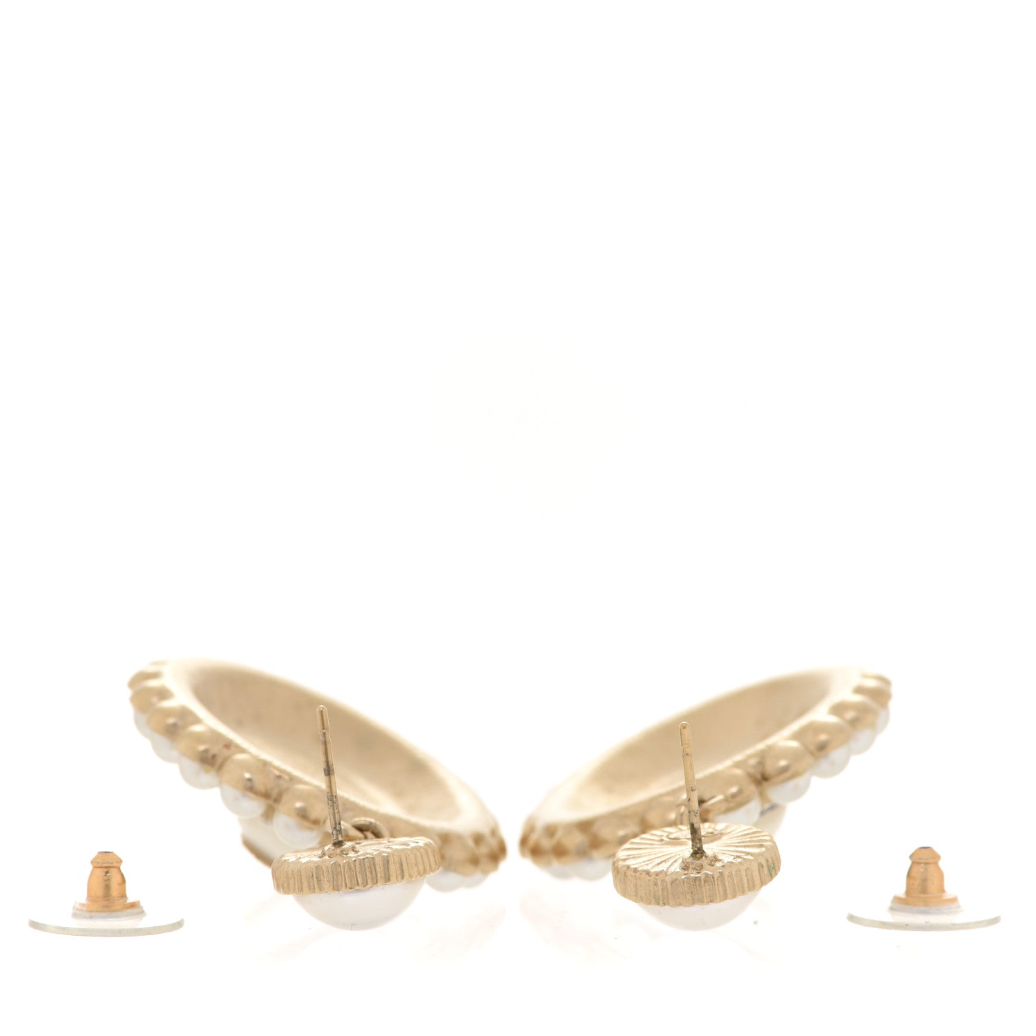 Chanel Pearl Enamel CC Oval Drop Earrings Gold Black 3 of 5