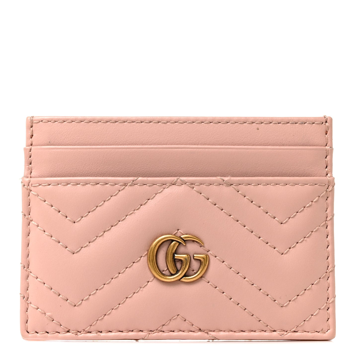 Calfskin Matelasse GG Marmont Card Holder Perfect Pink