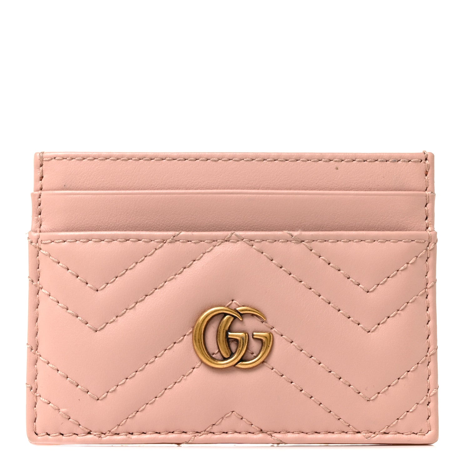 Gucci Calfskin Matelasse GG Marmont Card Holder Perfect Pink 1 of 8