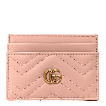 Gucci Calfskin Matelasse GG Marmont Card Holder Perfect Pink 1 of 8