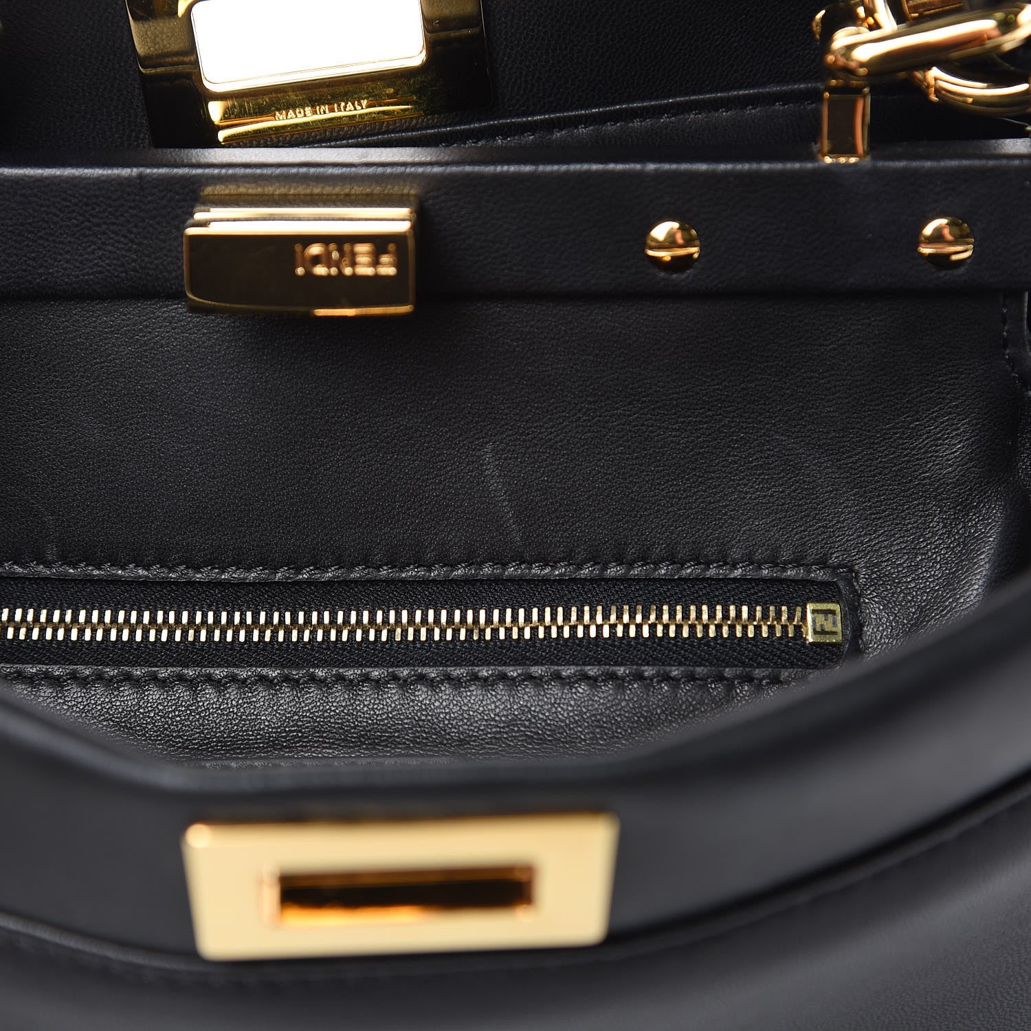Fendi Nappa Mini Peekaboo Iconic Satchel Black 11 of 11