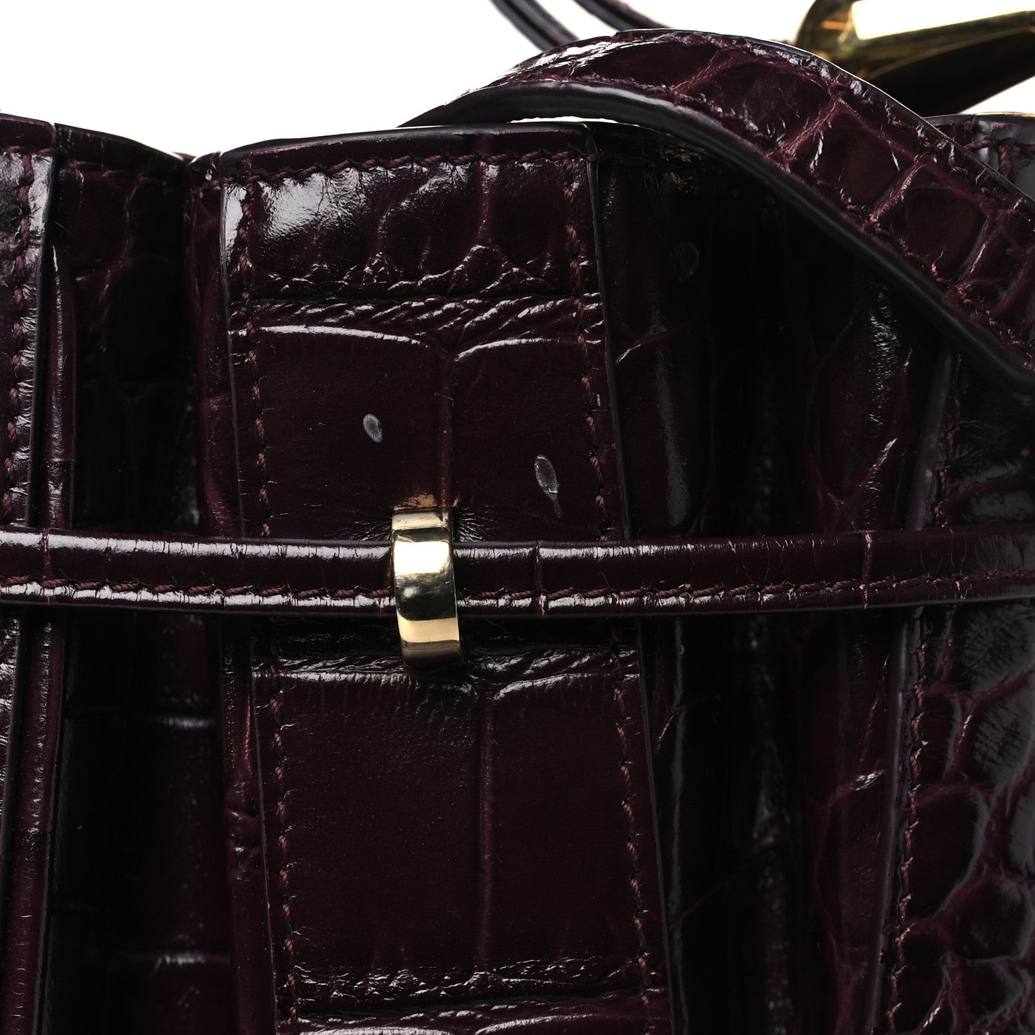 Salvatore Ferragamo Calfskin Crocodile Embossed Bucket Bag Bordeaux 14 of 14