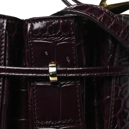 Salvatore Ferragamo Calfskin Crocodile Embossed Bucket Bag Bordeaux 14 of 14