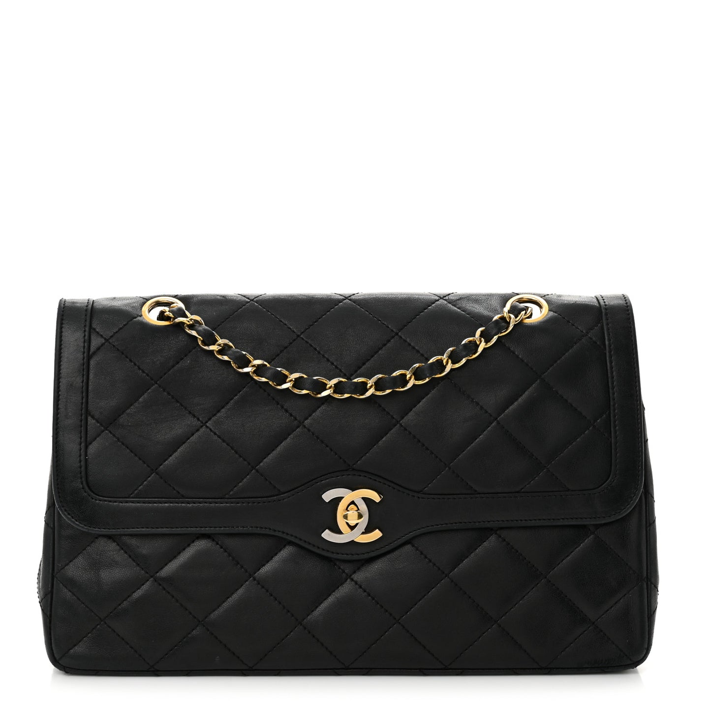Lambskin Quilted Small Double Flap Black