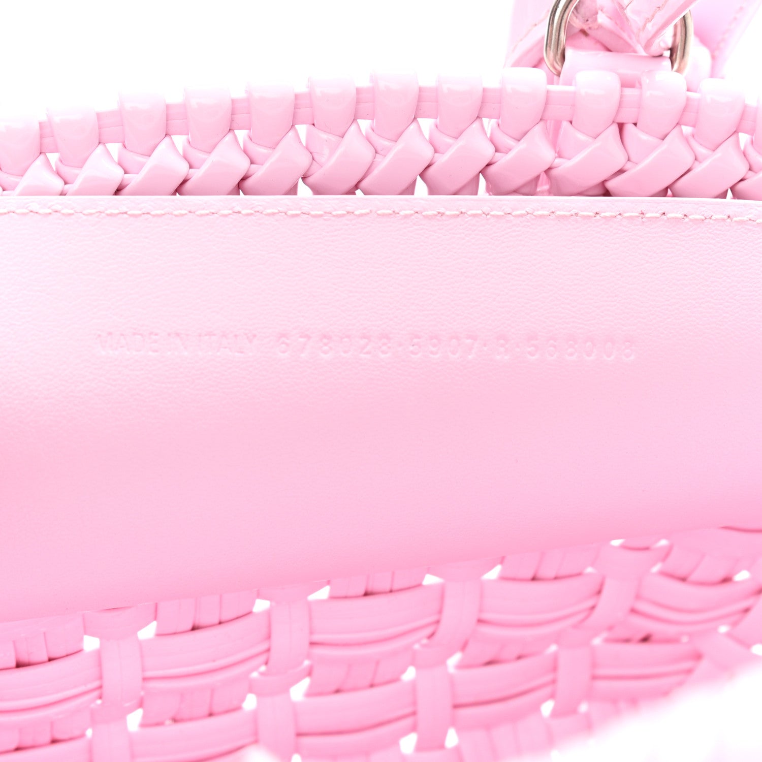 Balenciaga Faux Calfskin Braided Varnished XXS Bistro Basket Candy Pink 6 of 10