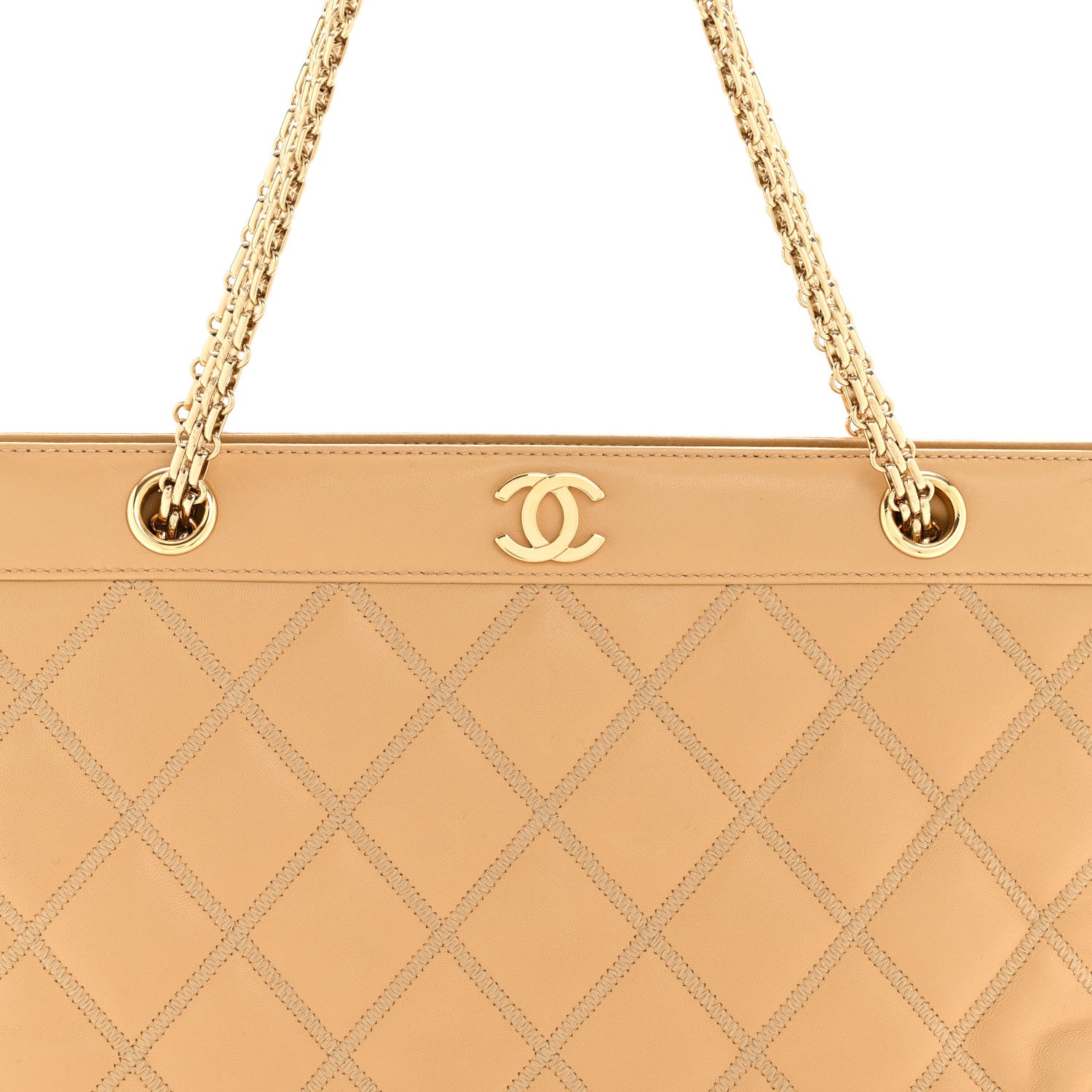 Chanel Lambskin Quilted CC Shoulder Bag Beige 9 of 14