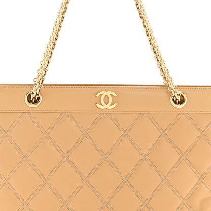 Chanel Lambskin Quilted CC Shoulder Bag Beige 9 of 14