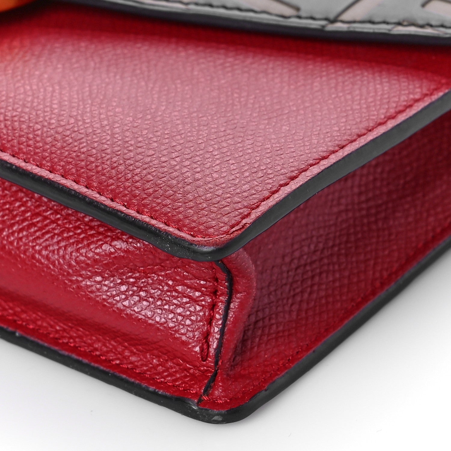 Fendi Vitello Cruise F is Fendi FF 1974 Embossed Medium Envelope Wallet On Chain Fragola Maya Black 9 of 9