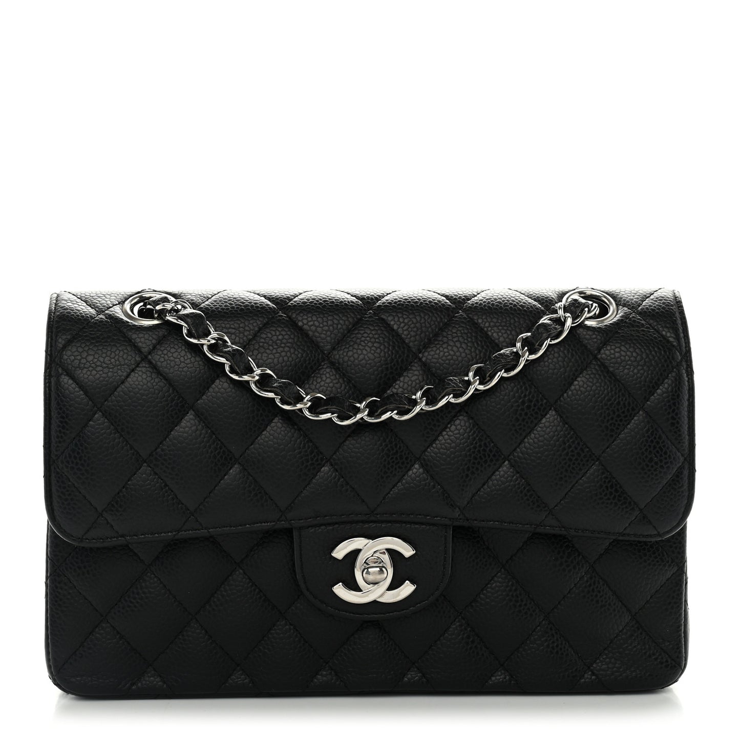 Caviar Quilted Small Double Flap Black