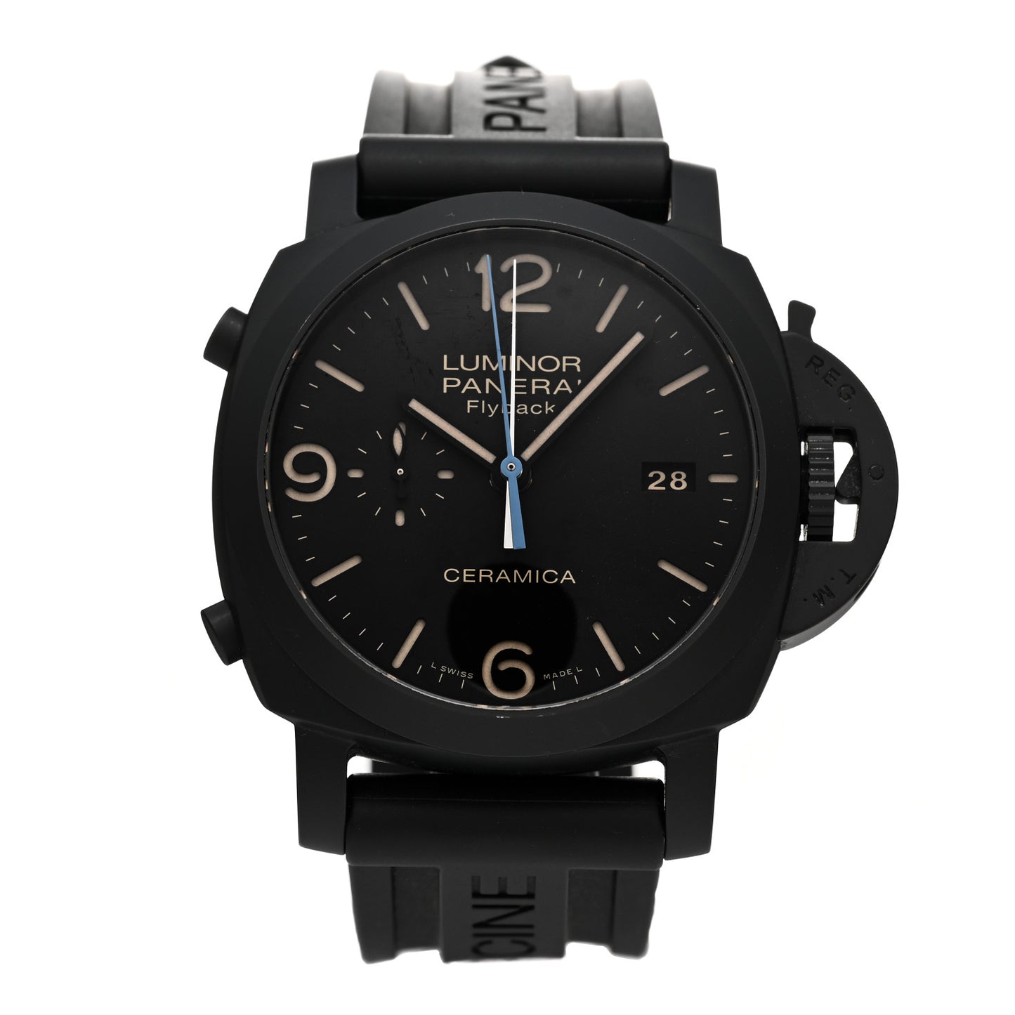 Ceramic Rubber 44mm Luminor 1950 3 Days Chrono Flyback Automatic Watch Black PAM00580