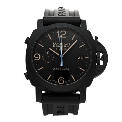 Panerai Ceramic Rubber 44mm Luminor 1950 3 Days Chrono Flyback Automatic Watch Black PAM00580 1 of 5