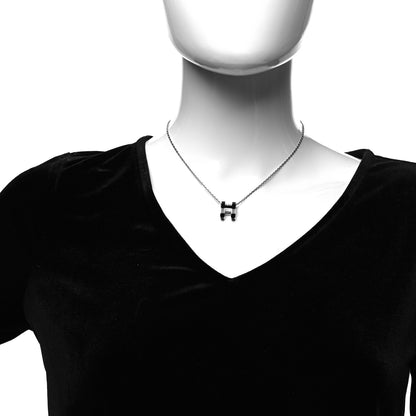 Hermes Lacquered Palladium Pop H Pendant Necklace Black 2 of 5