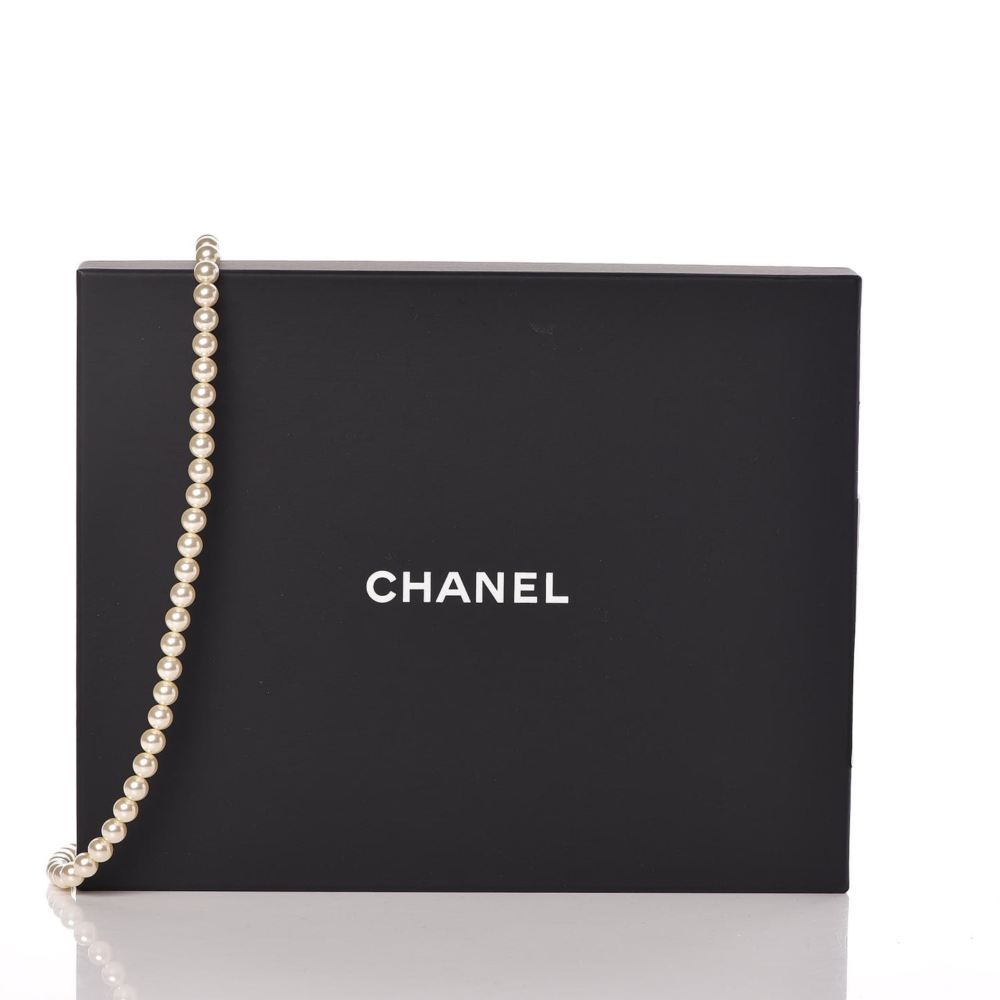 Pearl Baguette Crystal CC Long Necklace Silver