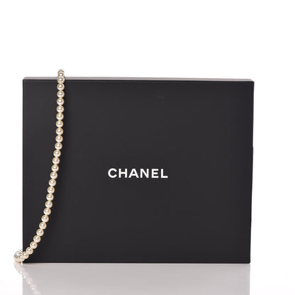 Chanel Pearl Baguette Crystal CC Long Necklace Silver 5 of 5