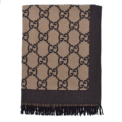 Gucci Wool Cashmere GG Monogram Blanket Dark Brown 1 of 5