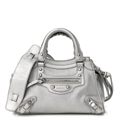 Balenciaga Metallic Grained Calfskin Neo Classic Silver Hardware Mini City Silver 1 of 15