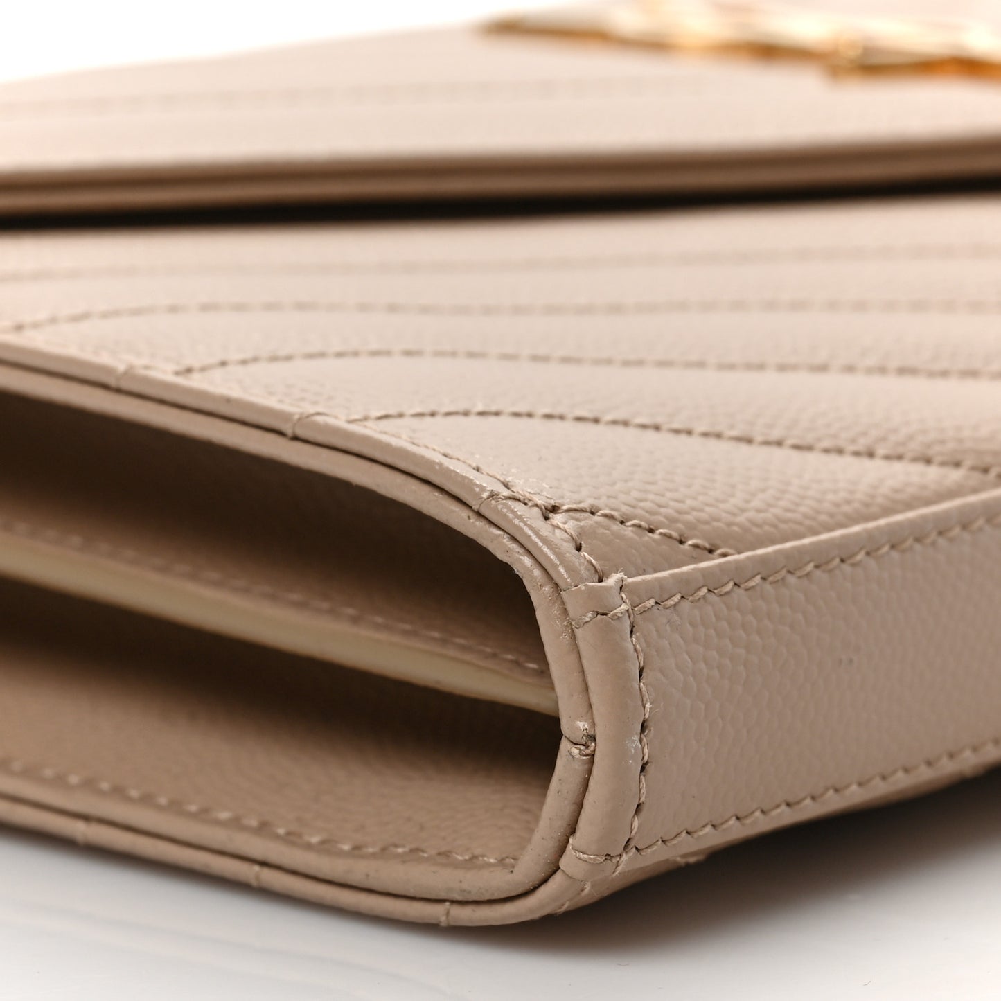 Grain De Poudre Matelasse Chevron Monogram Chain Wallet Nude Powder