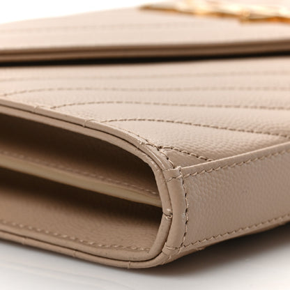 Saint Laurent Grain De Poudre Matelasse Chevron Monogram Chain Wallet Nude Powder 7 of 8