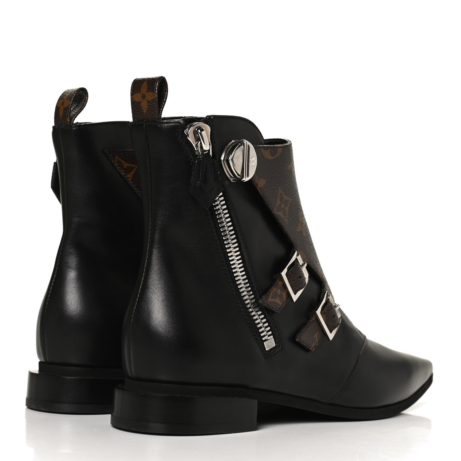 Louis Vuitton Calfskin Monogram Jumble Flat Ankle Boots 37 Black 4 of 11