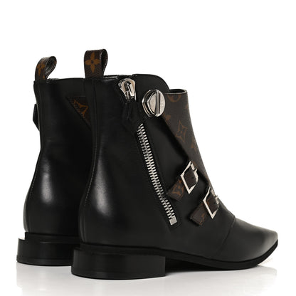 Louis Vuitton Calfskin Monogram Jumble Flat Ankle Boots 37 Black 4 of 11