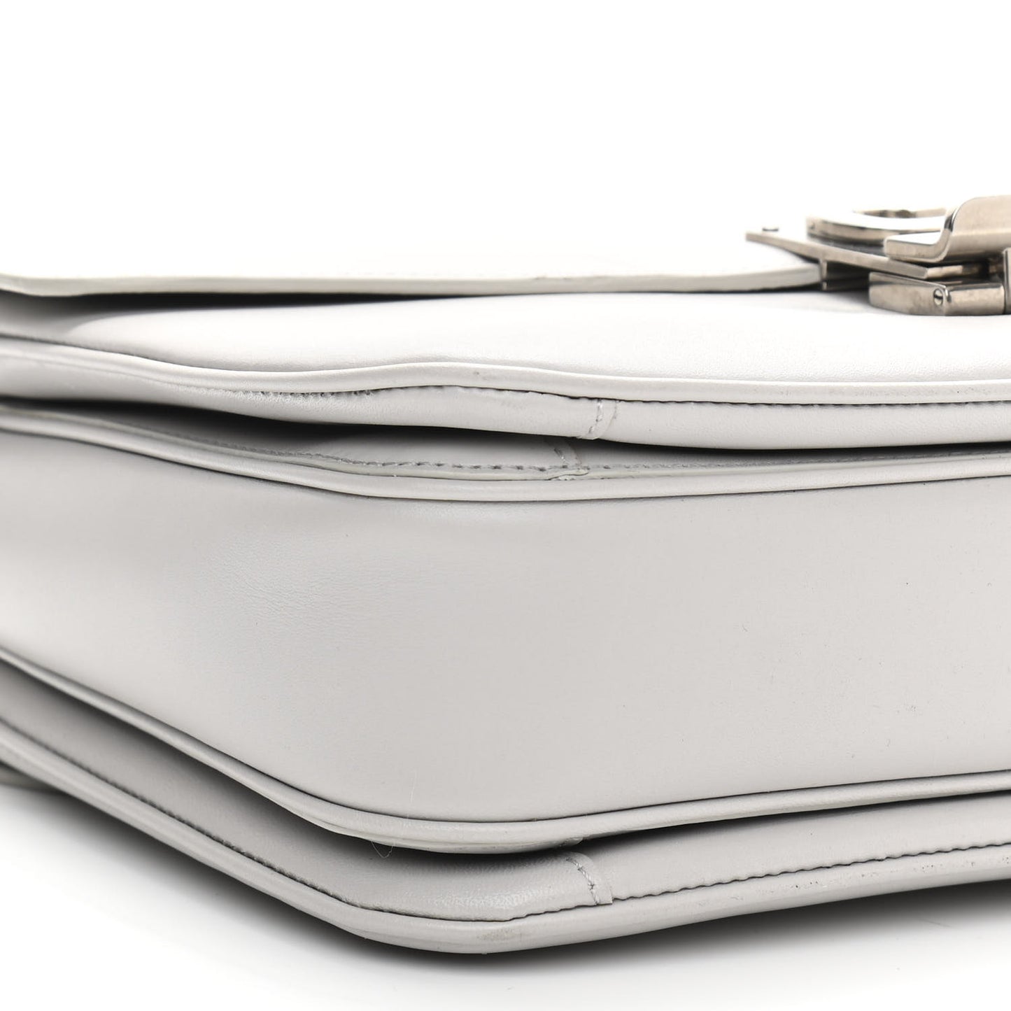 Shiny Calfskin Medium C Bag Pale Grey