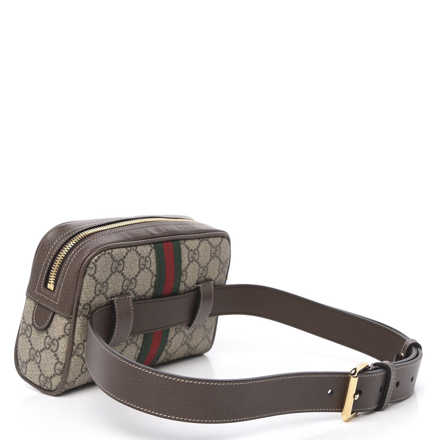 GG Supreme Monogram Web Small Ophidia Belt Bag 85 34 Dark Brown