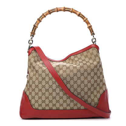Gucci Monogram Medium Diana Bamboo Shoulder Bag Red 1 of 12