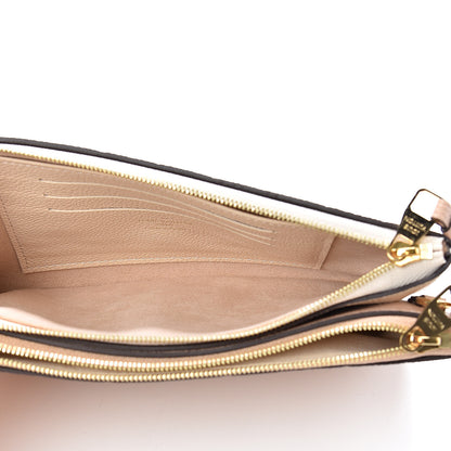 Louis Vuitton Empreinte Double Zip Pochette Beige Rose Creme 4 of 11