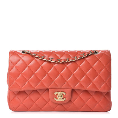Chanel Lambskin Quilted Medium Double Flap Orange 1 of 21