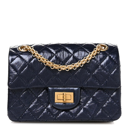 Chanel Iridescent Aged Calfskin Quilted 2.55 Reissue Mini Flap Navy 1 of 11
