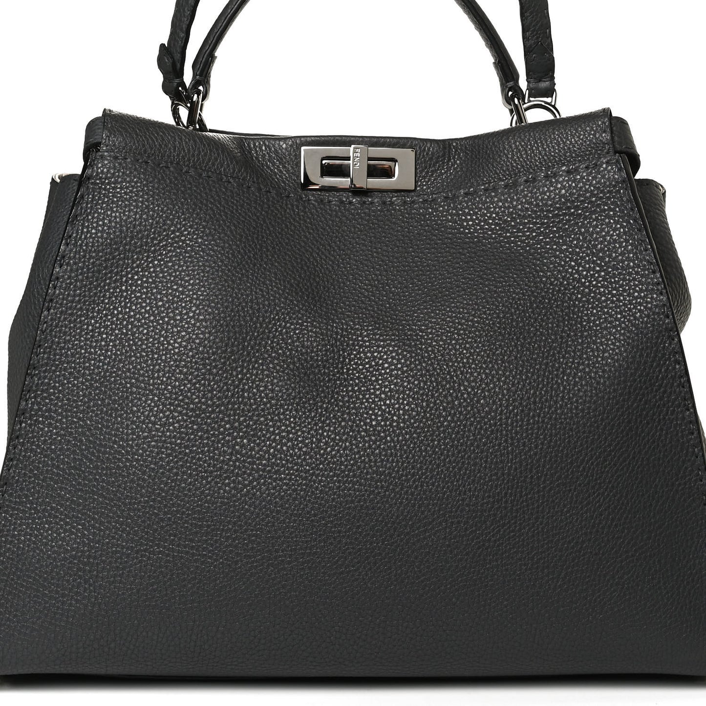Cuoio Romano Selleria Bi-Color Large Peekaboo Iconic Satchel Asfalto Latte