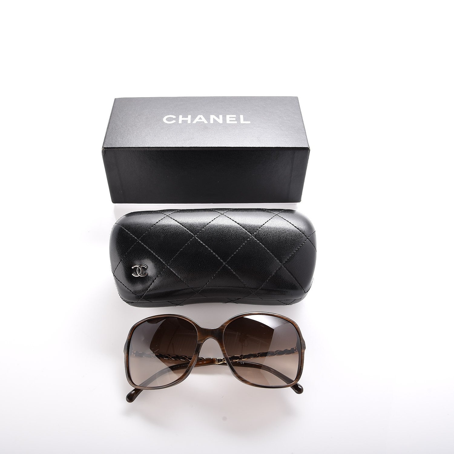 Chanel Acetate Metal Lambskin Chain Square Sunglasses 5210-Q Brown 8 of 8