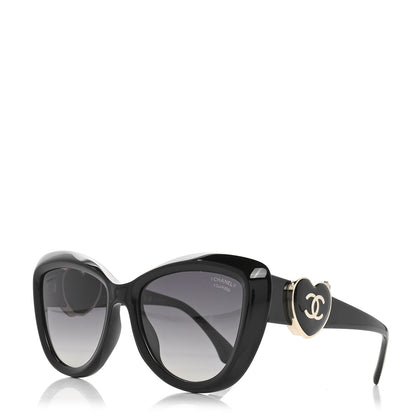 Chanel Acetate Enamel Heart Butterfly Sunglasses 5417-A Black 1 of 6