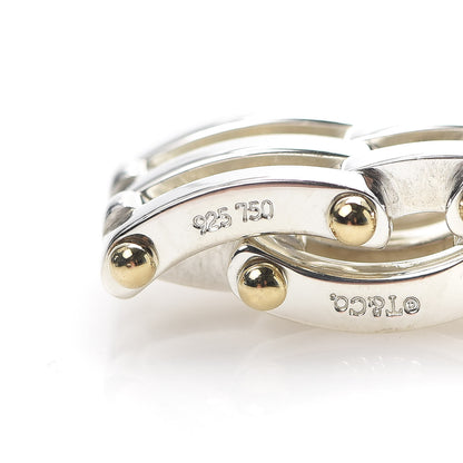 Tiffany Sterling Silver 18K Yellow Gold Gatelink Ring 52 6 5 of 5