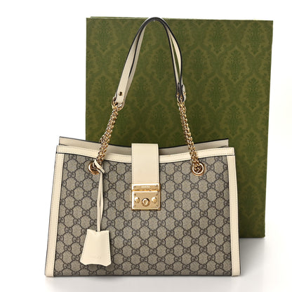 Gucci GG Supreme Monogram Medium Padlock Tote White 11 of 11