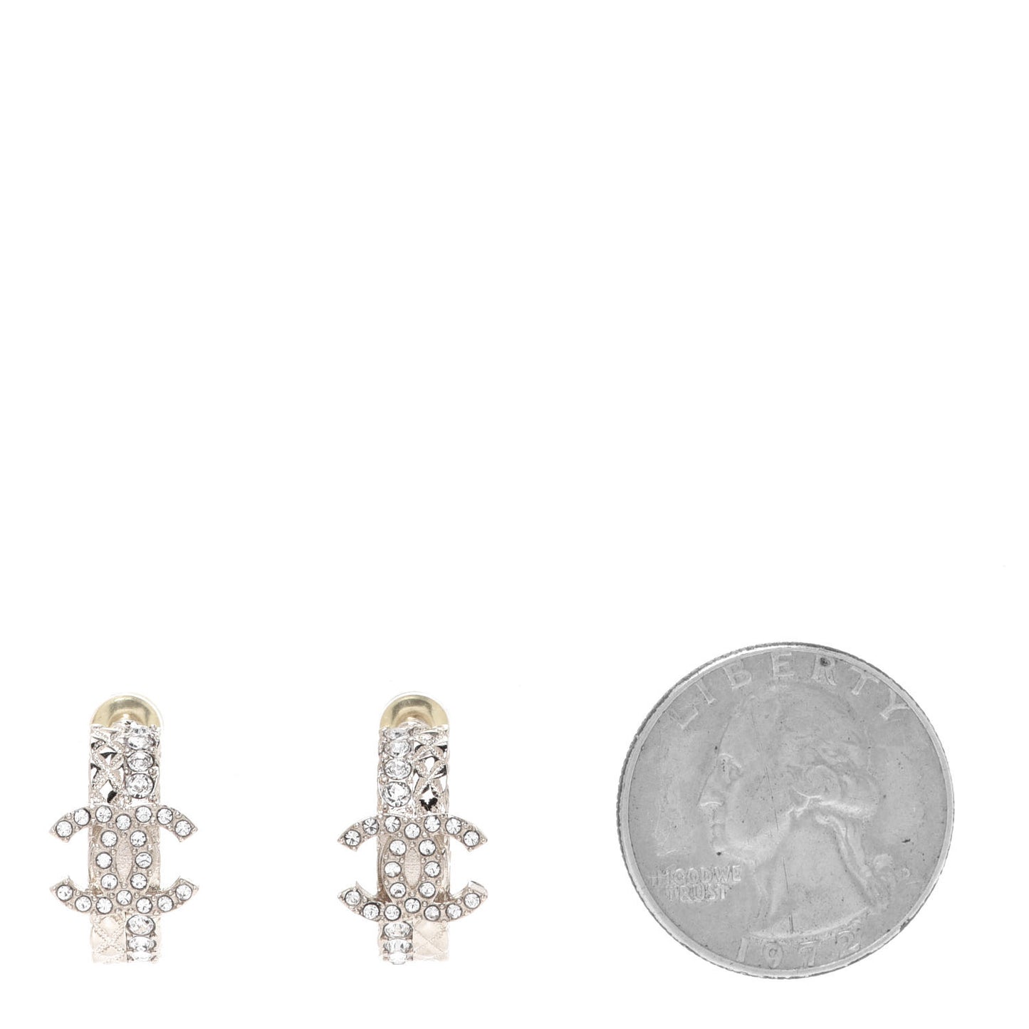 Crystal Quilted CC Hoop Earrings Gold