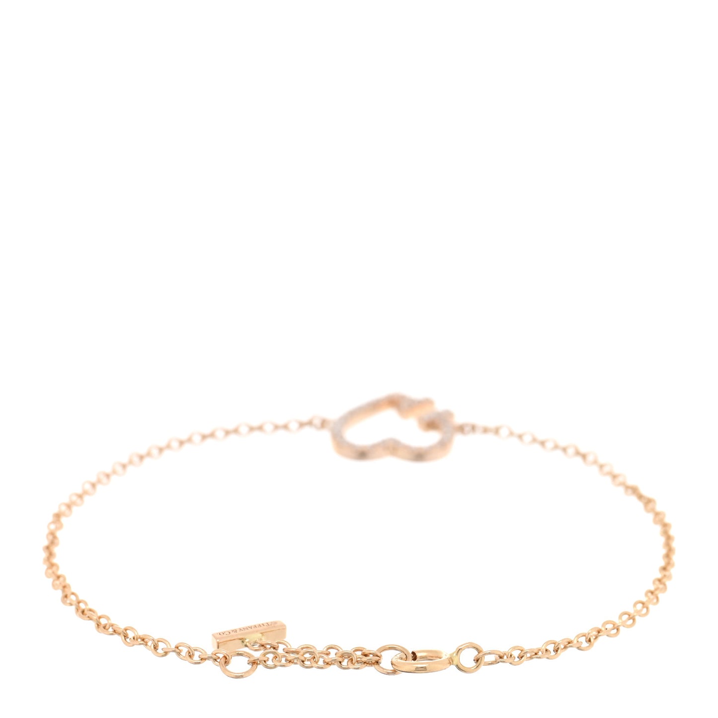 18K Rose Gold Diamond T Heart Bracelet