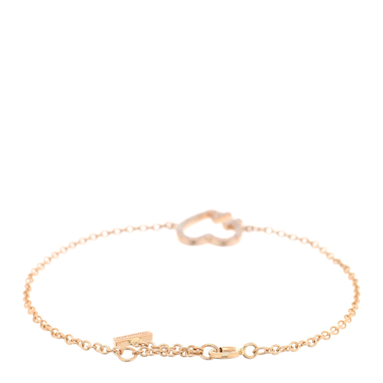 Tiffany 18K Rose Gold Diamond T Heart Bracelet 2 of 3