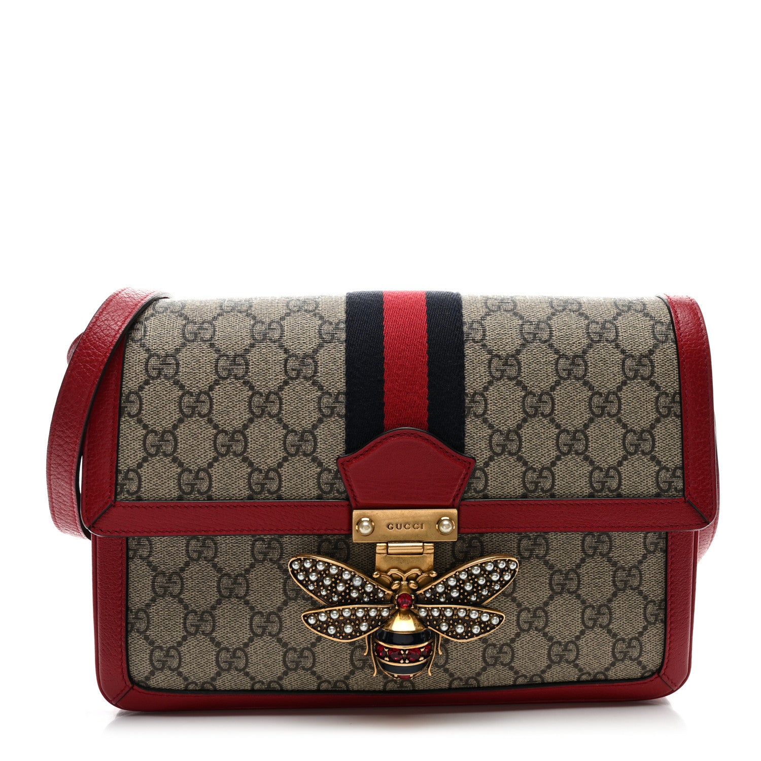 Gucci GG Supreme Monogram Medium Queen Margaret Shoulder Bag Red 1 of 10