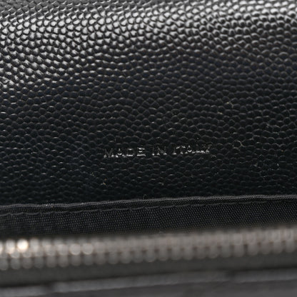 Saint Laurent Grain De Poudre Matelasse Chevron Monogram Monochrome Envelope Chain Wallet Black 6 of 10