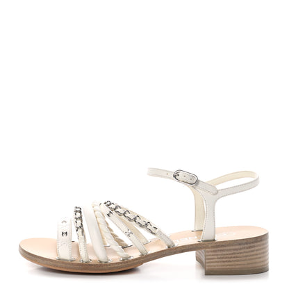 Chanel Calfskin Chain CC Sandals 39 White 1 of 10