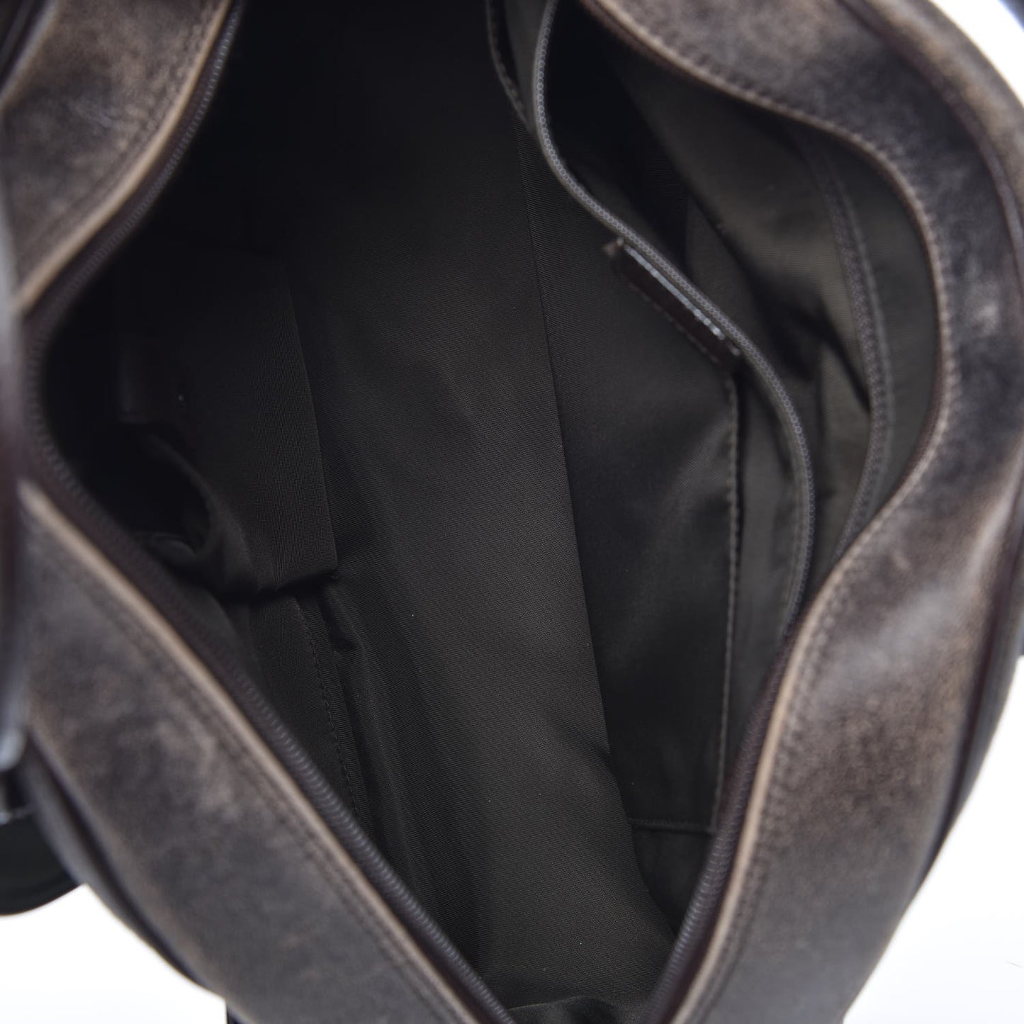 Distressed Calfskin Saddle Bowler Brown